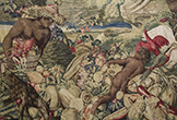 Detalle del tapiz de 'Recolectores de frutos' en el Salón de Gobelinos del Palacio de Viana en Córdoba