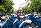 El Santísimo Cristo de la Agonía es acompañado por la banda de música de su hermandad - Semana Santa de Córdoba